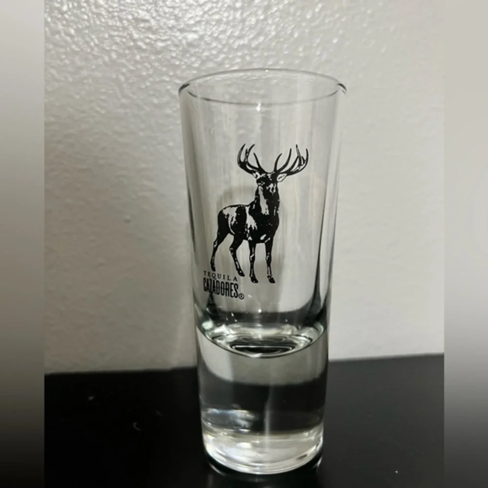 Tequila Cazadores Quadruple Shot Glass with Black Deer Design